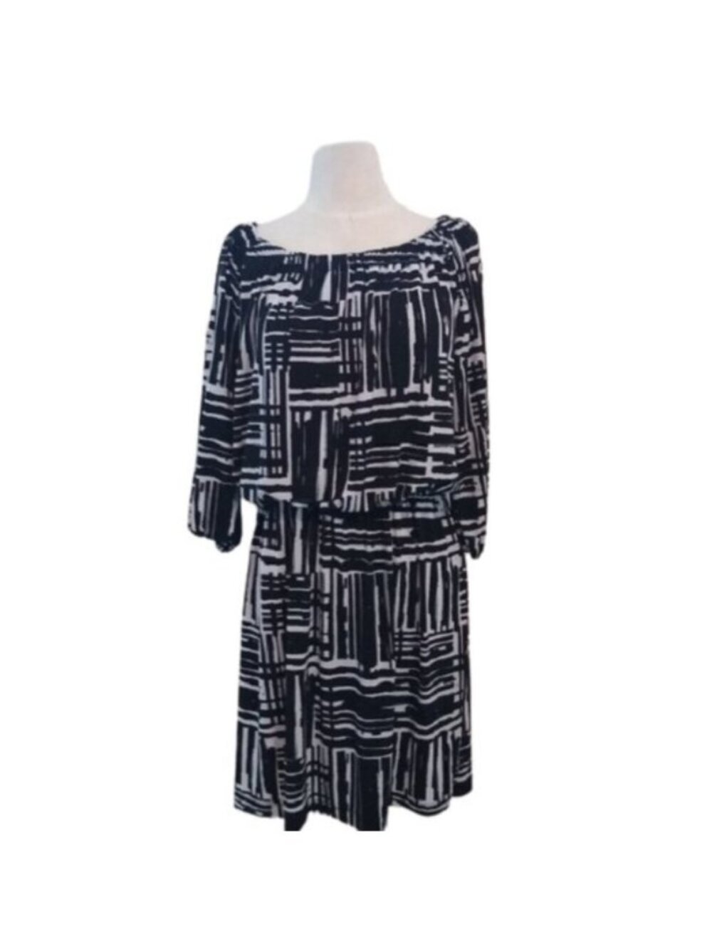 AB Studio Large Black & White Short Dress, size Large